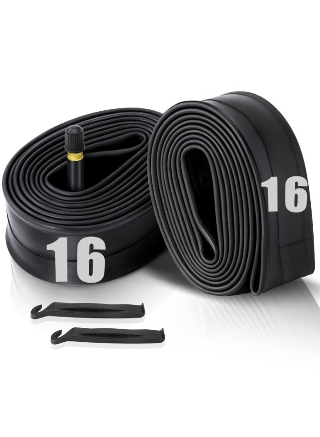 Peachjoy 2 Pcs 16" Bicycle Tubes, 16x1.75-2.125 Inches Bicycle Tube with 2 Tire Levers Butyl Rubber Bike Inner Tube with 32mm Schrader Valve for Road/MTB/Kids Bike - Image 1